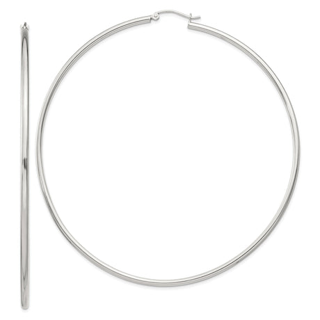 Sterling Silver Hoop Earrings, Large Round Lightweight Polished Minimalist Design for Women