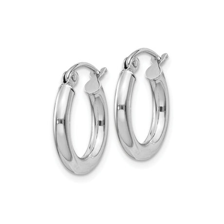 Sterling Silver Hoop Earrings, Medium Polished Tube Style with Smooth Rounded Finish