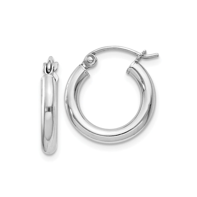 Sterling Silver Hoop Earrings, Medium Polished Tube Style with Smooth Rounded Finish
