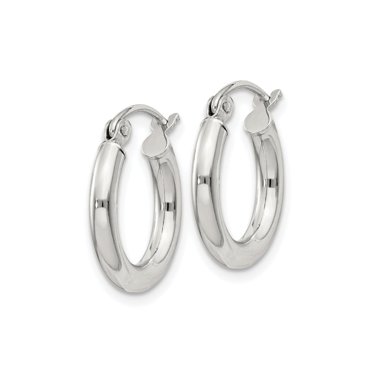 Sterling Silver Hoop Earrings, Smooth Polished Finish, Classic Minimalist Rounded Design for Women