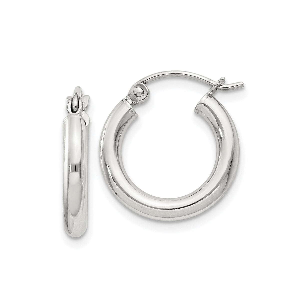 Sterling Silver Hoop Earrings, Smooth Polished Finish, Classic Minimalist Rounded Design for Women