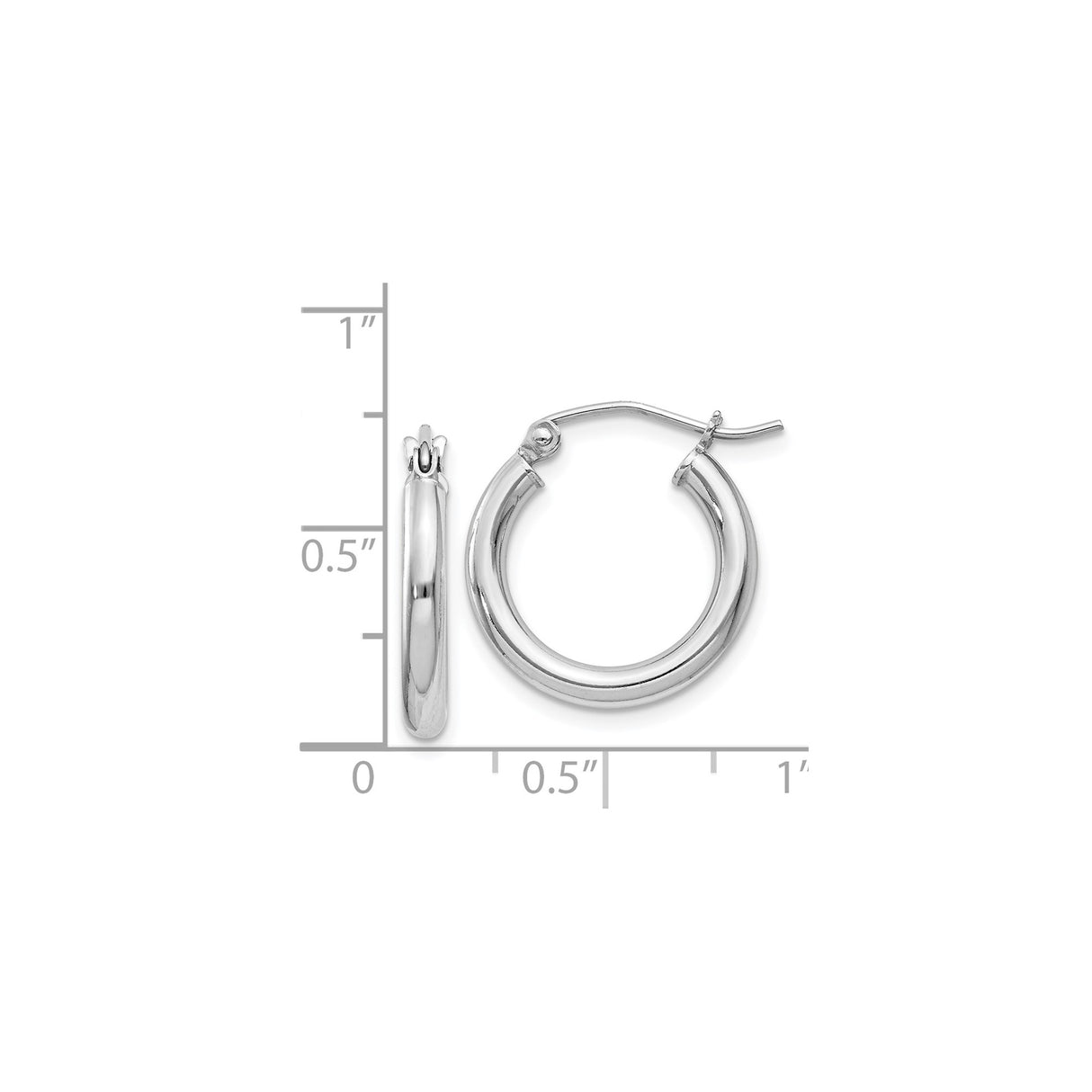 Sterling Silver Hoop Earrings, Classic Polished Round Minimalist Tube Design for Women