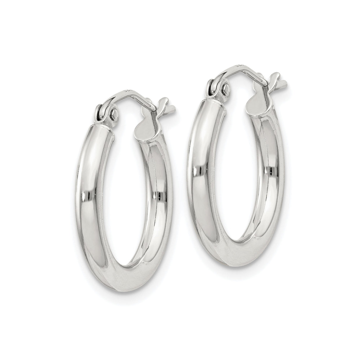 Sterling Silver Hoop Earrings, Smooth Polished Hinged Hoops, Minimalist Round Design for Women