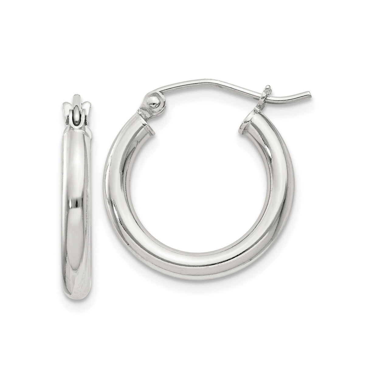 Sterling Silver Hoop Earrings, Smooth Polished Hinged Hoops, Minimalist Round Design for Women