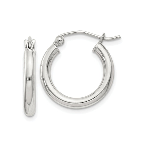 Sterling Silver Hoop Earrings, Smooth Polished Hinged Hoops, Minimalist Round Design for Women
