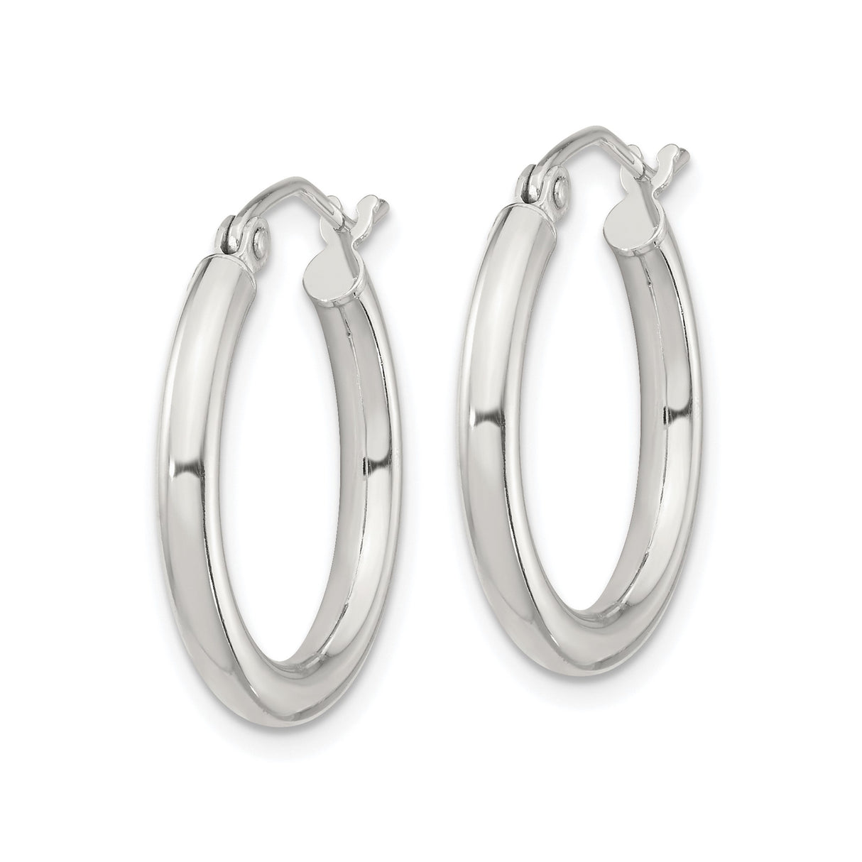 Sterling Silver Hoop Earrings, Classic Round Design with Latch Back Closure, Polished Finish