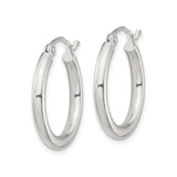 Sterling Silver Hoop Earrings, Classic Round Design with Latch Back Closure, Polished Finish