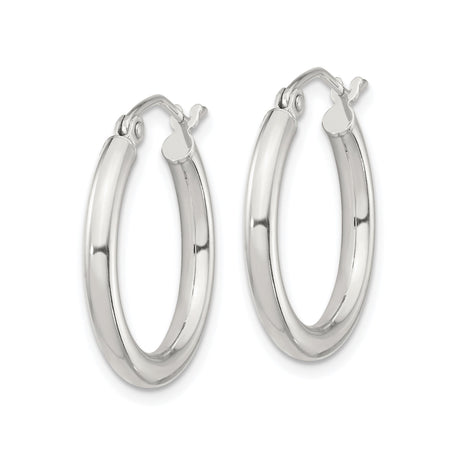 Sterling Silver Hoop Earrings, Classic Round Design with Latch Back Closure, Polished Finish