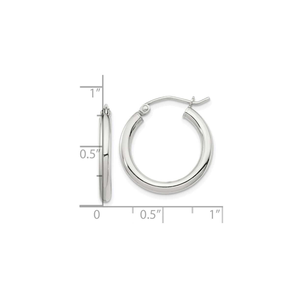 Sterling Silver Hoop Earrings, Classic Round Design with Latch Back Closure, Polished Finish