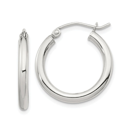 Sterling Silver Hoop Earrings, Classic Round Design with Latch Back Closure, Polished Finish