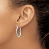 Sterling Silver Hoop Earrings with Latch Back Closure and Polished Finish, Lightweight Design