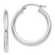 Sterling Silver Hoop Earrings with Latch Back Closure and Polished Finish, Lightweight Design