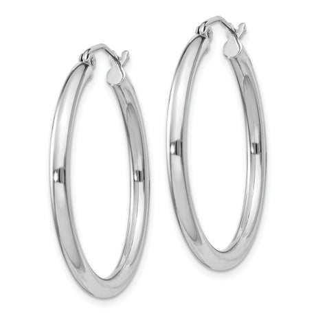 Sterling Silver Hoop Earrings, Classic Round Minimalist Design, Polished Medium Tube Style