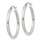 Sterling Silver Hoop Earrings, Smooth Polished Finish, Classic Round Design, Latch Back Closure