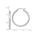 Sterling Silver Hoop Earrings, Smooth Polished Finish, Classic Round Design, Latch Back Closure