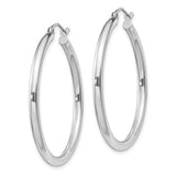 Sterling Silver Hoop Earrings, Medium Polished Round with Latch-Back Closure, Minimalist Style