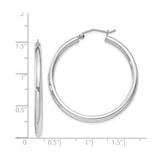 Sterling Silver Hoop Earrings, Medium Polished Round with Latch-Back Closure, Minimalist Style