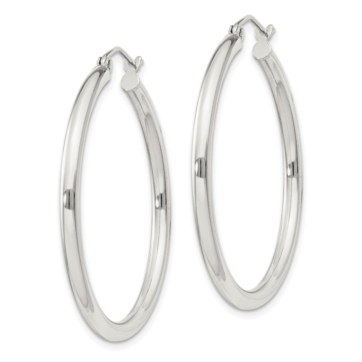 Sterling Silver Hoop Earrings, Classic Polished Round Design, Minimalist Style for Women