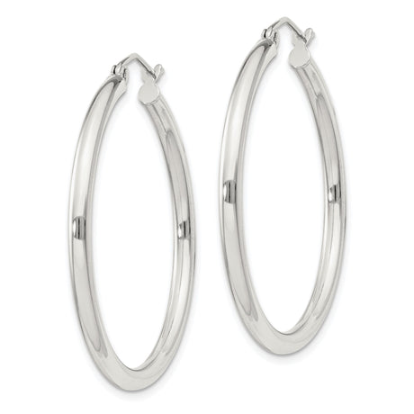 Sterling Silver Hoop Earrings, Classic Polished Round Design, Minimalist Style for Women