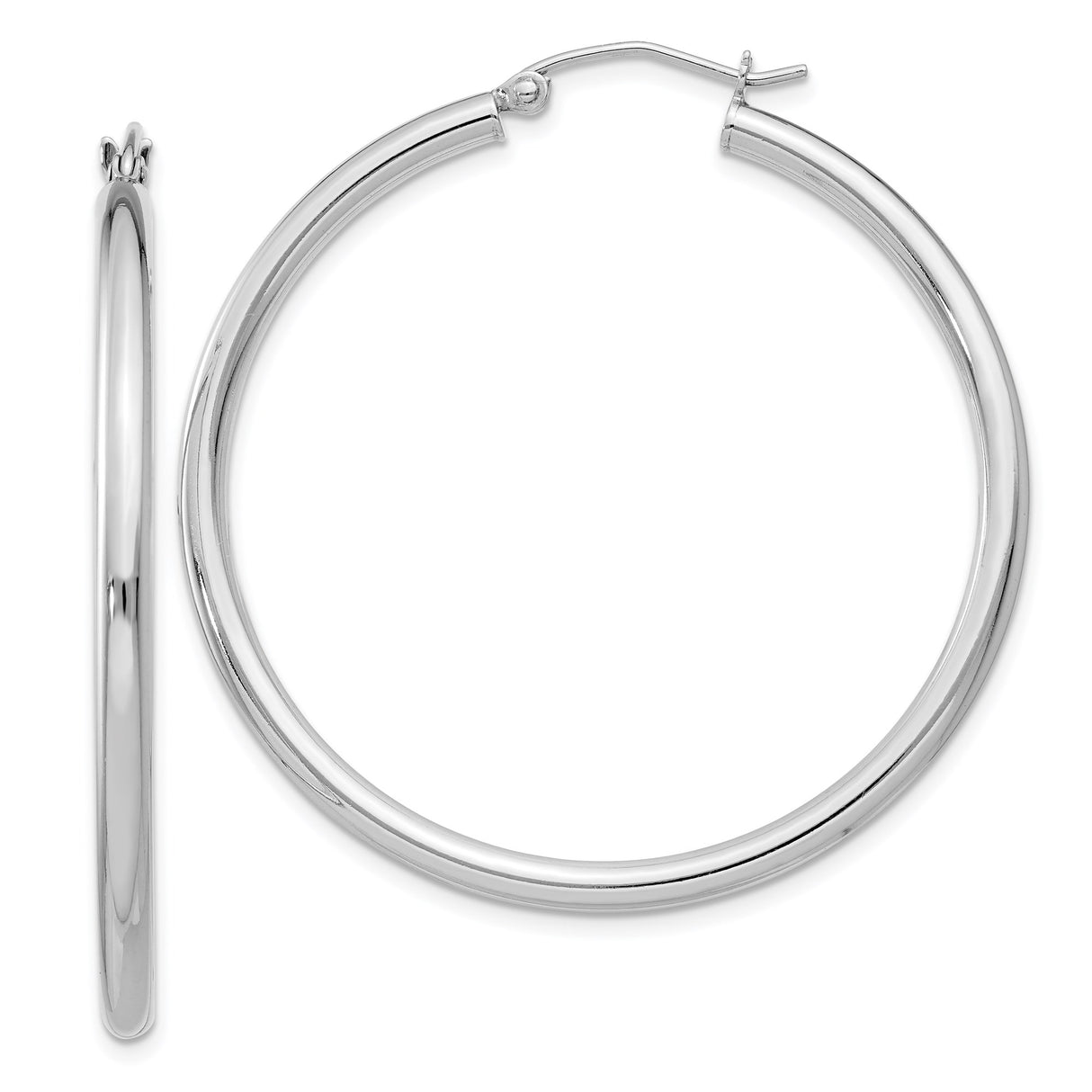 Sterling Silver Hoop Earrings, Classic Polished Round Design, Lightweight Minimalist Style