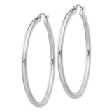Sterling Silver Hoop Earrings, Large Polished Round Tube Design with Latch-Back Closure