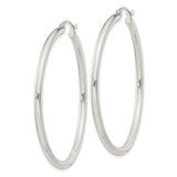 Sterling Silver Hoop Earrings, Large Round Polished Minimalist Design for Women