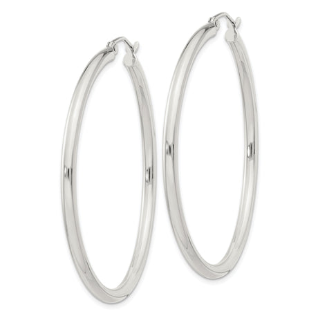 Sterling Silver Hoop Earrings, Large Round Polished Minimalist Design for Women