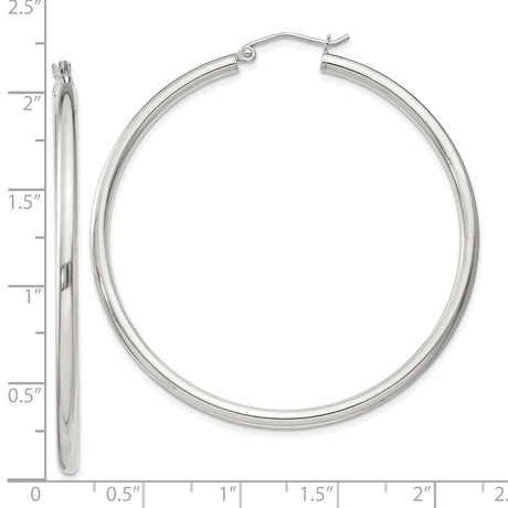 Sterling Silver Hoop Earrings, Classic Large Round Polished Lightweight Minimalist Design