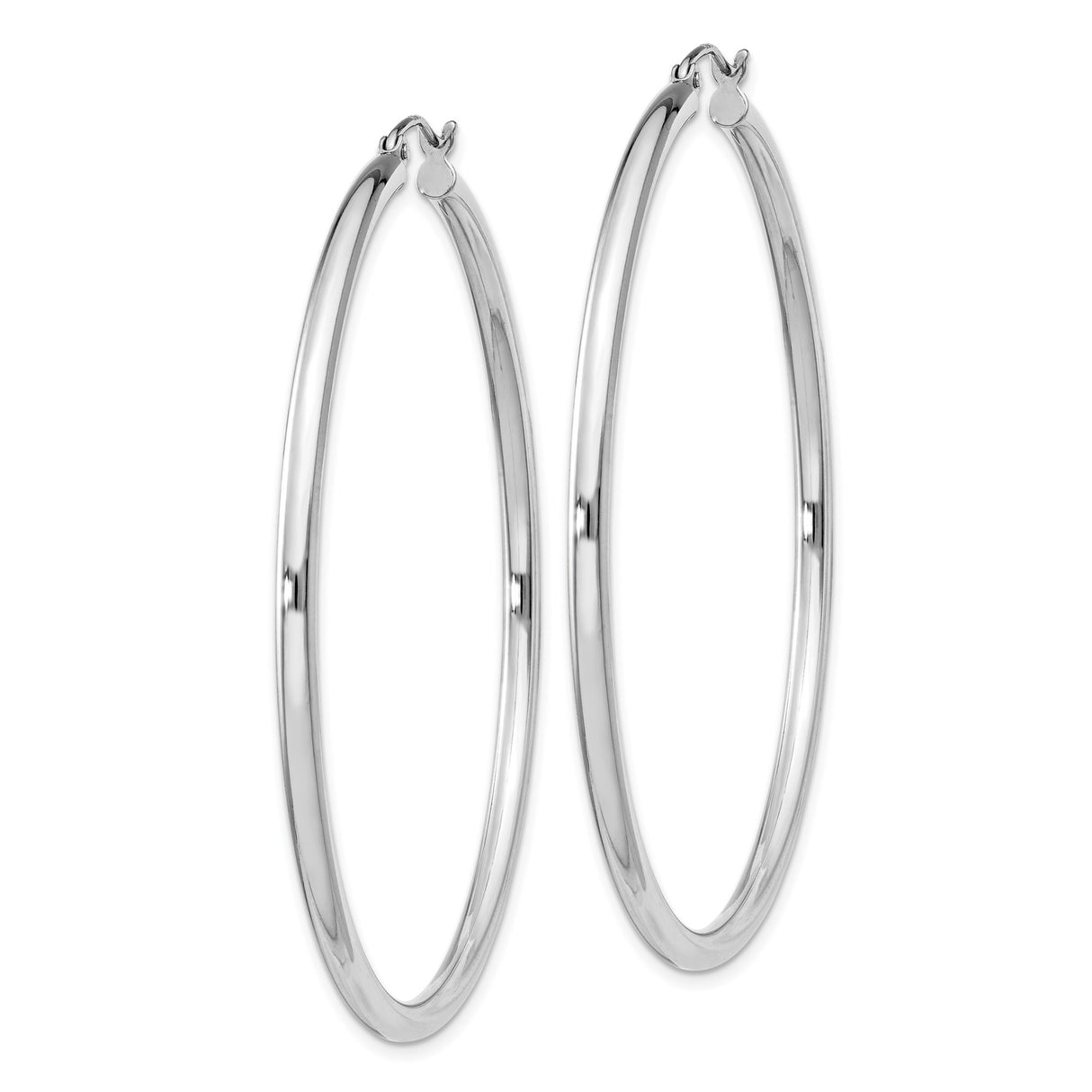 Sterling Silver Hoop Earrings, Rhodium Plated Lightweight Round Tube Design for Women