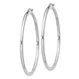 Sterling Silver Hoop Earrings, Rhodium Plated Lightweight Round Tube Design for Women