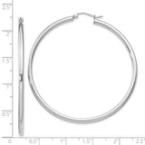 Sterling Silver Hoop Earrings, Rhodium Plated Lightweight Round Tube Design for Women