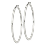 Sterling Silver Hoop Earrings, Large Polished Minimalist Round Hoops for Women
