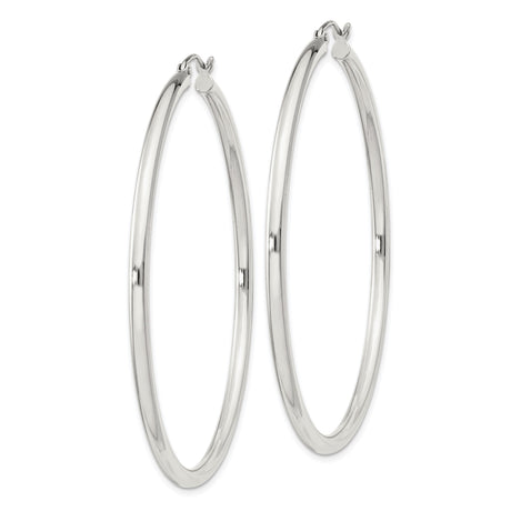 Sterling Silver Hoop Earrings, Large Polished Minimalist Round Hoops for Women