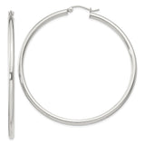 Sterling Silver Hoop Earrings, Large Polished Minimalist Round Hoops for Women
