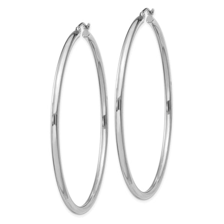 Sterling Silver Hoop Earrings, Large Round Tube, Polished Minimalist Style for Women