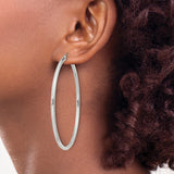 Sterling Silver Large Hoop Earrings, Classic Polished Round Design for Women