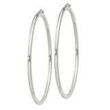 Sterling Silver Hoop Earrings, Large Polished Round Design with Hinged Closure for Women