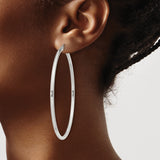 Sterling Silver Hoop Earrings, Large Polished Round Design with Hinged Closure for Women