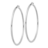 Sterling Silver Hoop Earrings, Large Round Tube Design with Polished Finish, Lightweight and Minimalist Style