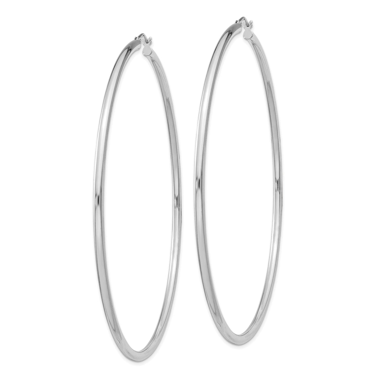 Sterling Silver Hoop Earrings, Large Polished Tube Hoops, Minimalist Modern Style for Women