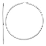 Sterling Silver Hoop Earrings, Large Polished Tube Hoops, Minimalist Modern Style for Women