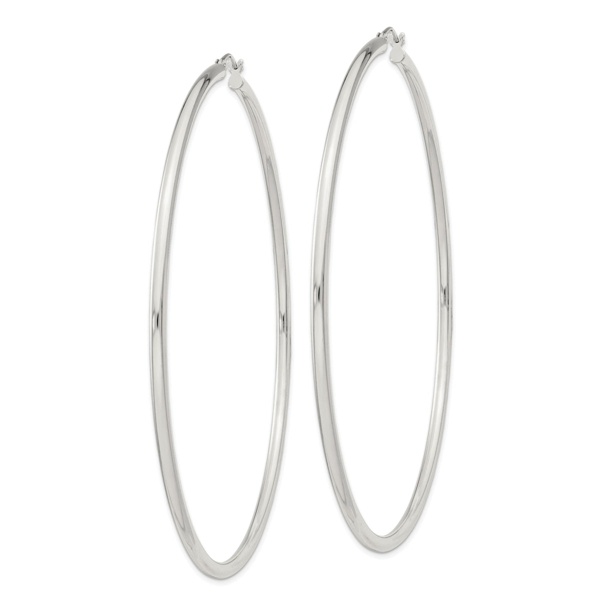 Sterling Silver Hoop Earrings, Large Minimalist Polished Round Hoops for Women