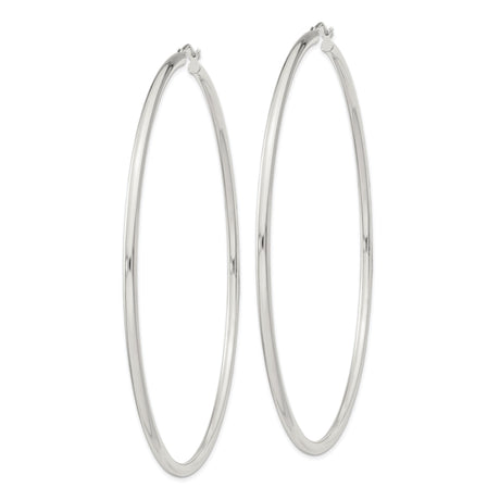 Sterling Silver Hoop Earrings, Large Minimalist Polished Round Hoops for Women