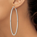 Sterling Silver Hoop Earrings, Large Minimalist Polished Round Hoops for Women