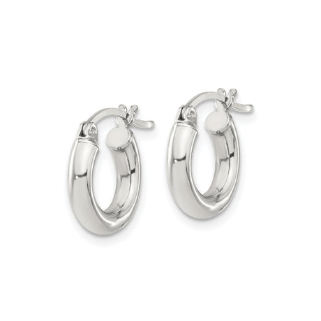 Sterling Silver Hoop Earrings, Polished Round Minimalist Design for Women