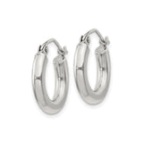 Sterling Silver Hoop Earrings, Smooth Round Minimalist Design with Hinged Latch Back