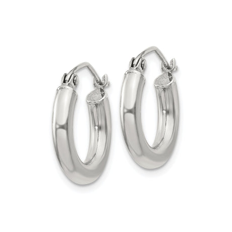 Sterling Silver Hoop Earrings, Smooth Round Minimalist Design with Hinged Latch Back