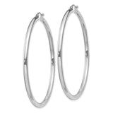 Sterling Silver Hoop Earrings, Large Polished Round Tube Design, Minimalist Style for Women