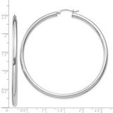 Sterling Silver Hoop Earrings, Large Polished Round Tube Design, Minimalist Style for Women