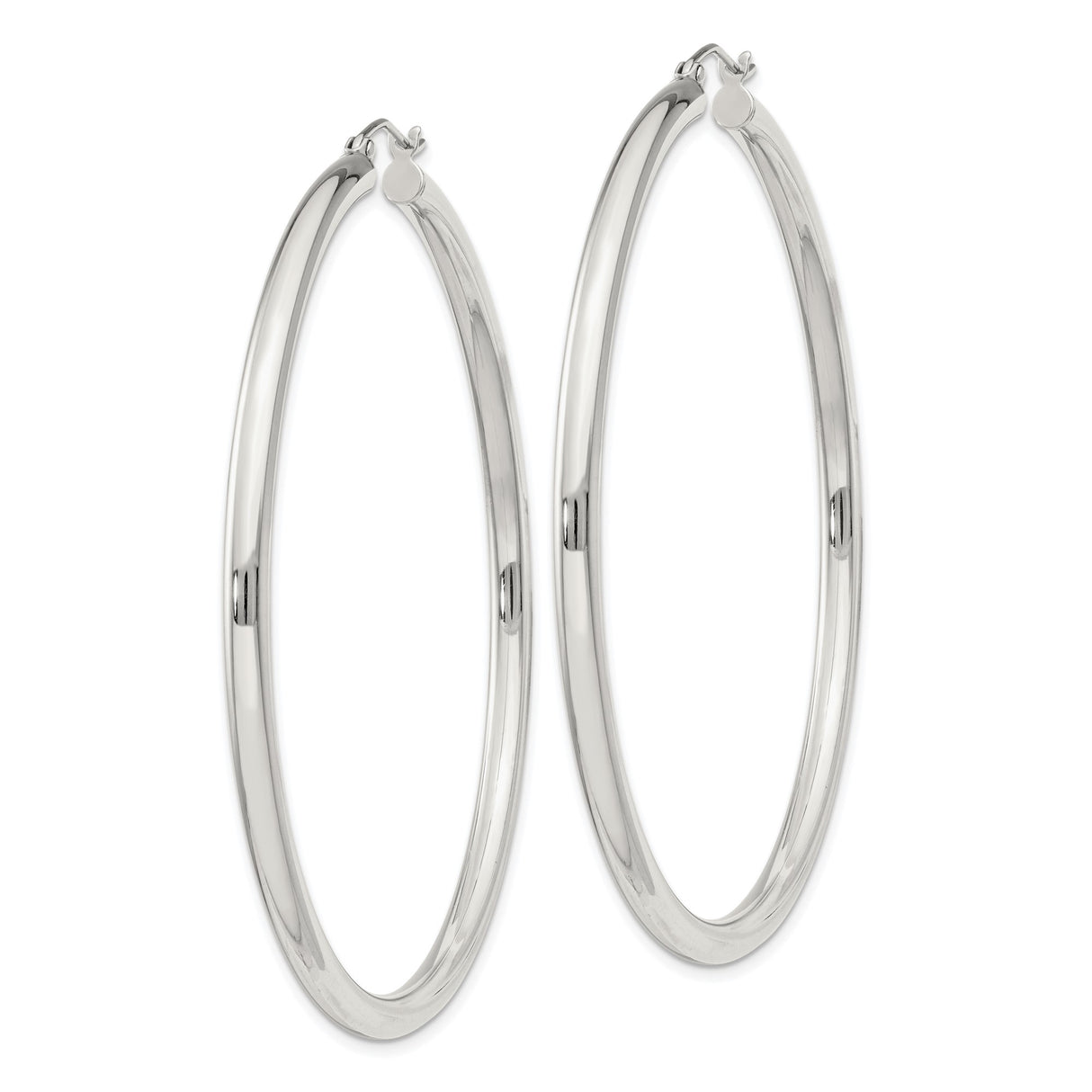 Sterling Silver Hoop Earrings, Classic Round Lightweight Design, High Polish Finish